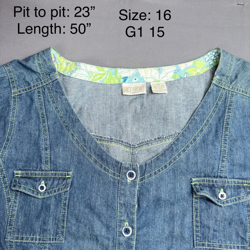 Erika Blue Denim Maxi Dress - Picture 2 of 5
